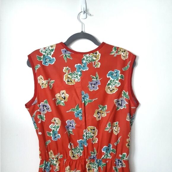 Vintage Red Floral Midi Dress - Picture 5 of 5